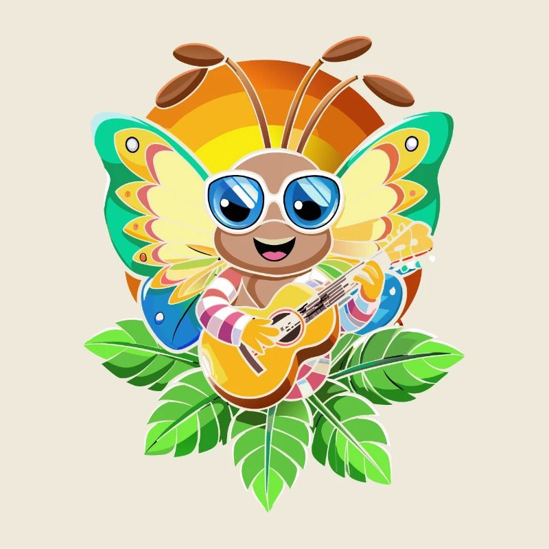 Lunettes de soleil de plage d’été de dessin animé de papillon drôle