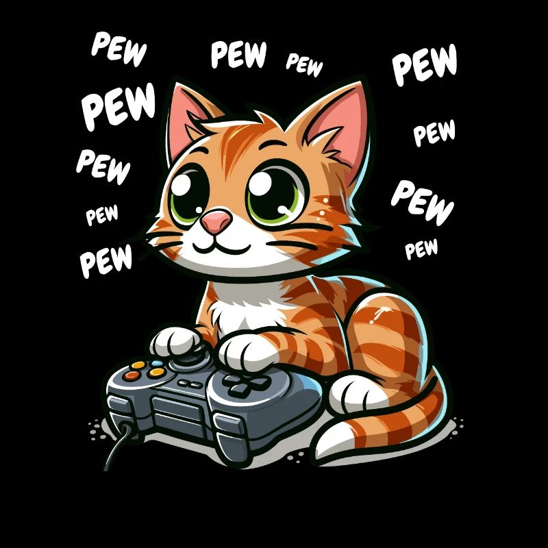Video Game Gamer Gaming Cat Pew Computer Funny