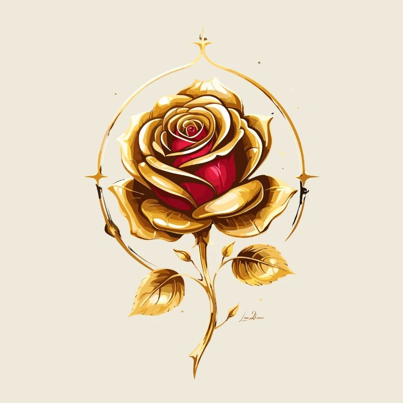 Belle rose dorée et rouge