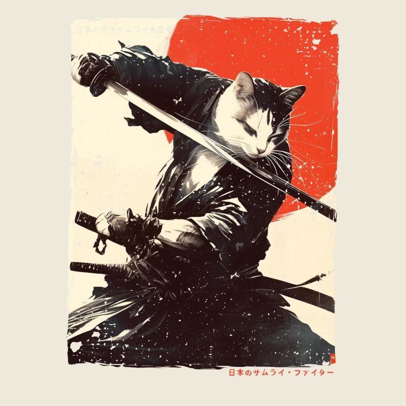 Samurai Cat Kawaii Japanische Ninja Katze