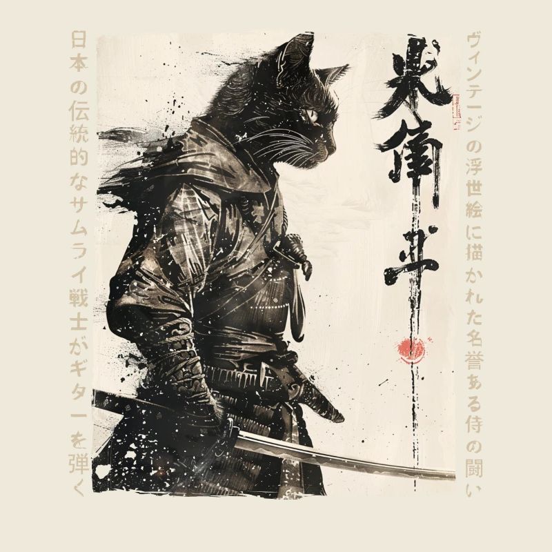 Samurai Cat Kawaii Japanische Ninja Katze
