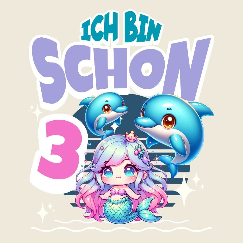 3. Geburtstag Meerjungfrau Delfin Kinder Mädchen