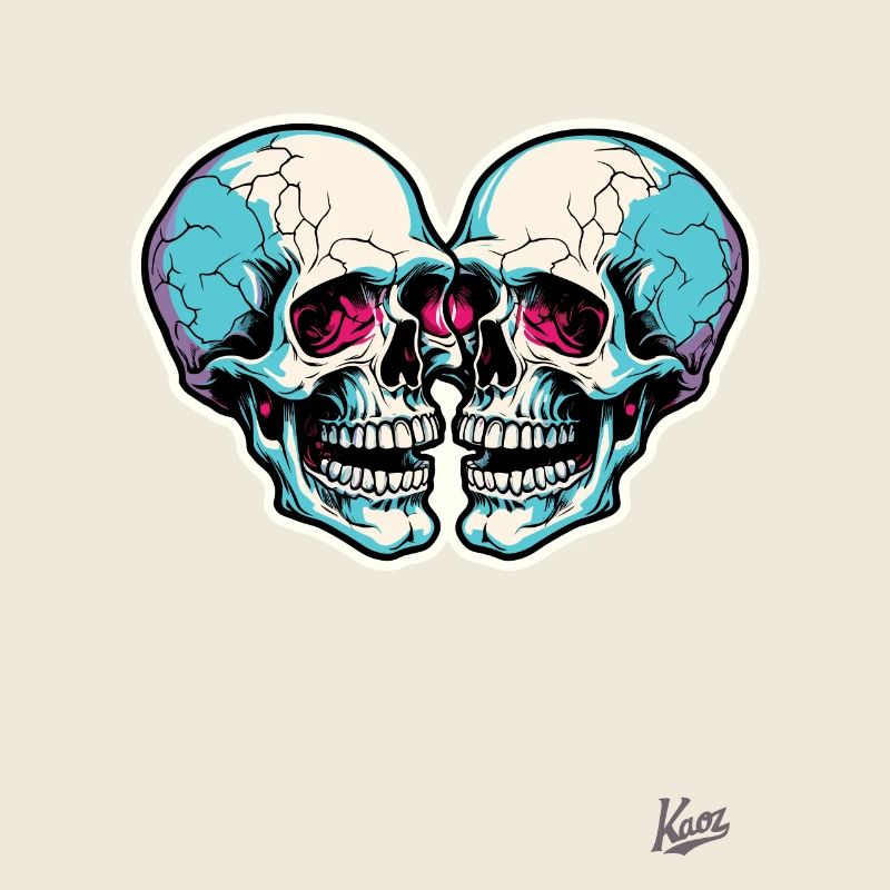 Laughing Cool Twin Skull Skull