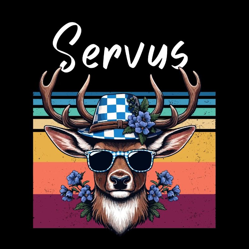 Bayern Servus Hirsch Blue-White Sunglasses Funny