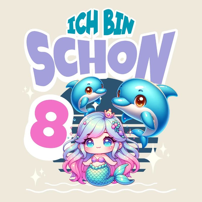 8. Geburtstag Meerjungfrau Delfin Kinder Mädchen