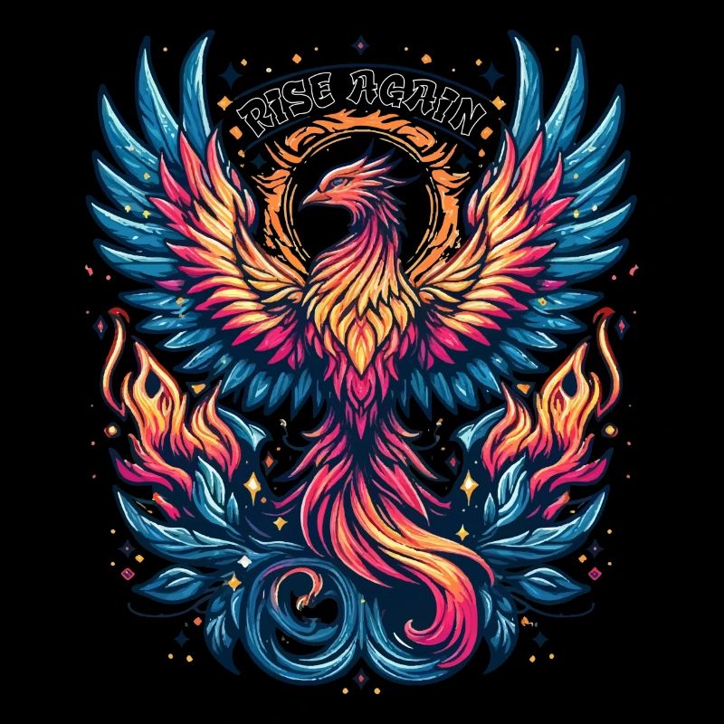 Phoenix - Rise again. Bird, phoenix flames,