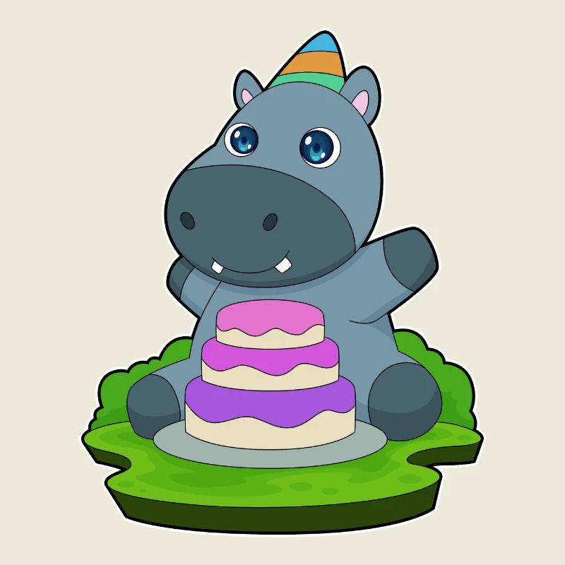Hippopotamus Birthday Cake