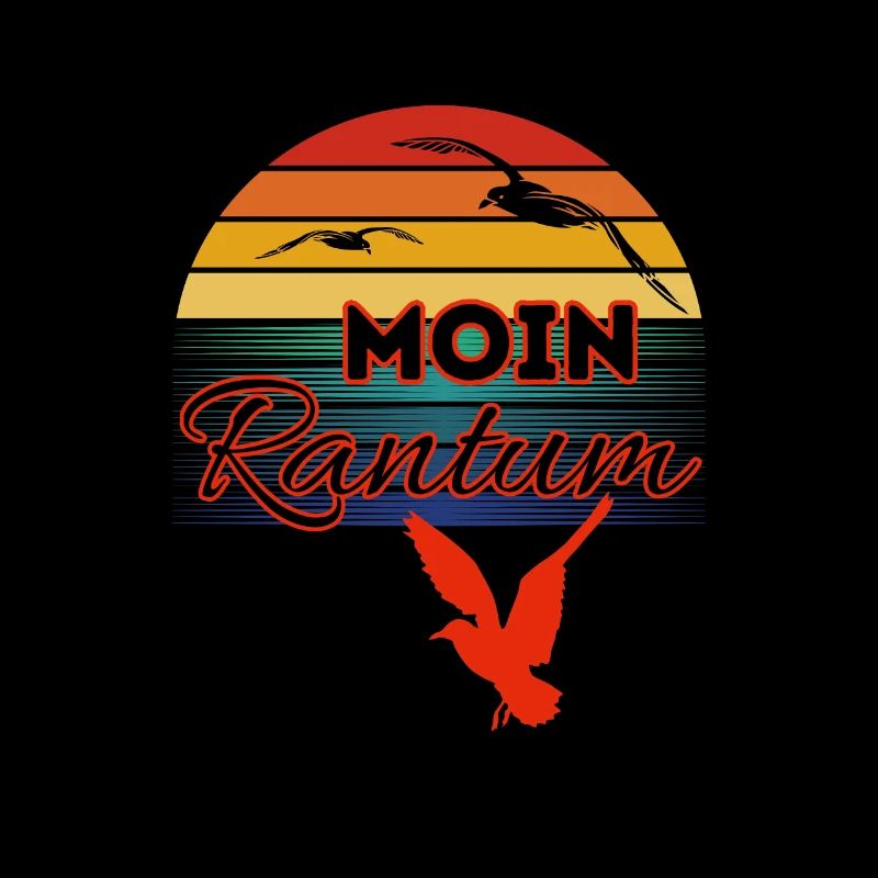 Moin Rantum mit Möwe im Retro Style-Sylt-Rantum