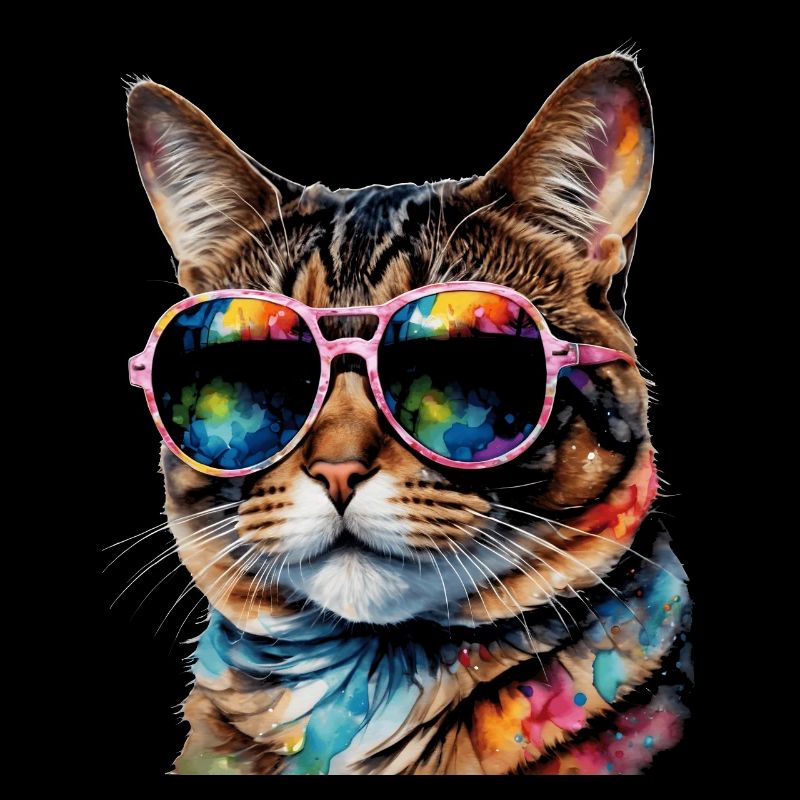 Katze Sonnenbrille Bunt Lustig Tier Design Print