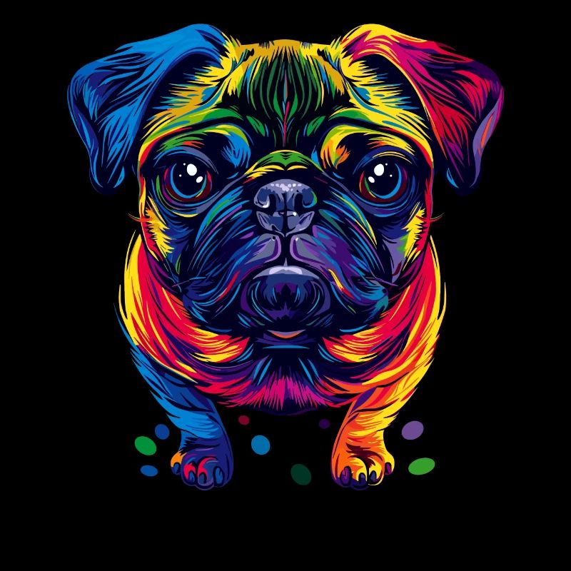 Mops Hund Bunte Farben Pop Art Regenbogen Carlino