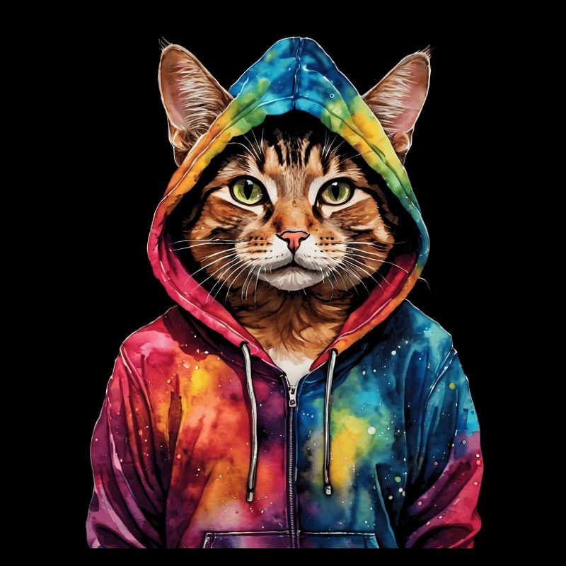 Chat Sweat à capuche Coloré Drôle Animal Design Imprimer