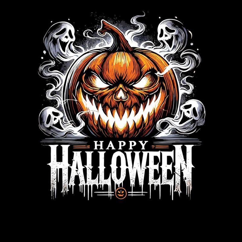 Spooky Burning Pumpkin - Happy Halloween