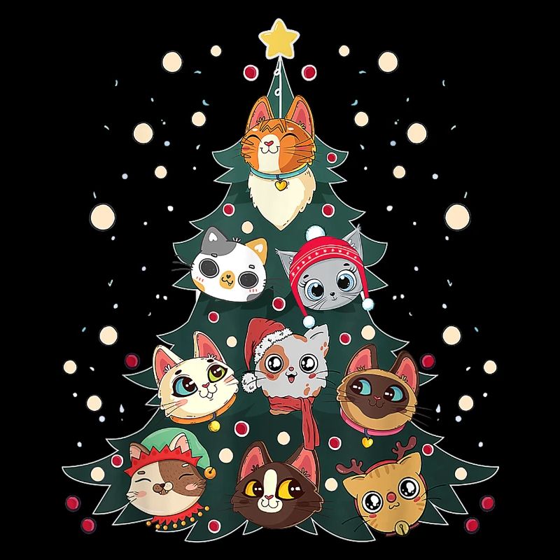 Merry Catmas Chat Drôle Arbre de Noël