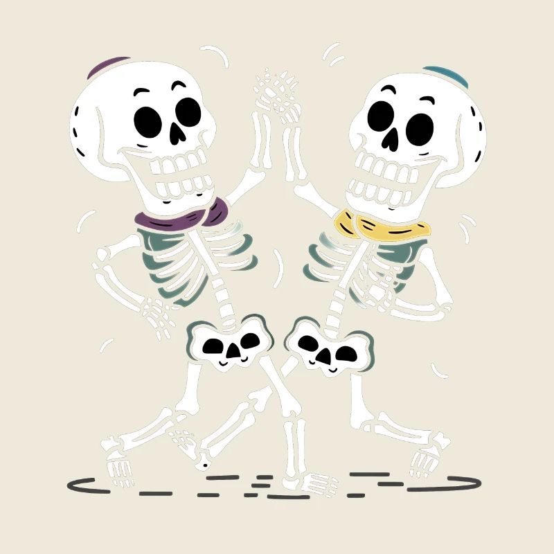 Dancing Skeleton Couples with colorful scarves