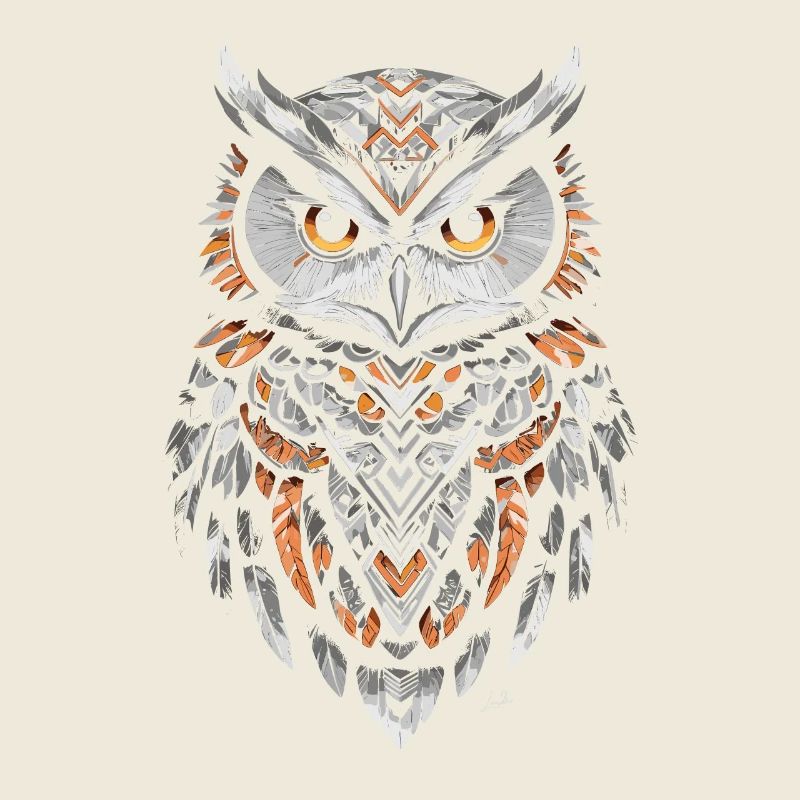 Hibou géométrique orange