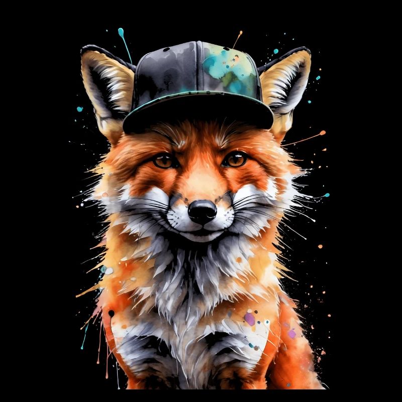 Fox Snapback Cap Cool Animal Design Print