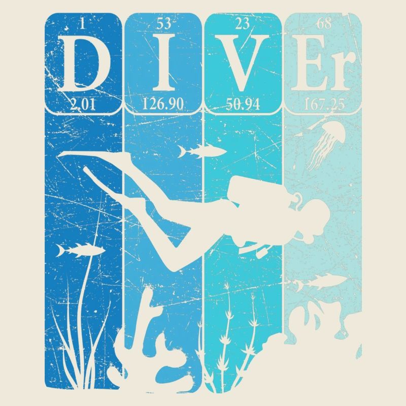 Scuba Diver Periodic Table Elements Retro