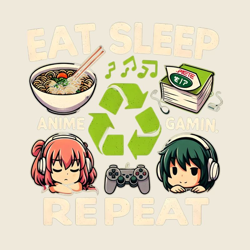 Mignon Anime Manger Dormir Anime Répéter Manga