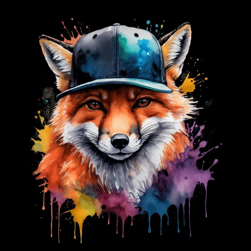 Fox Snapback Cap Cool Animal Design Print