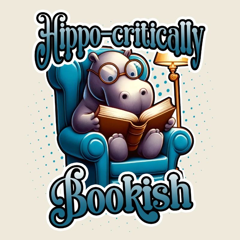 Hippo-critically Bookish Cute Reading Hippo