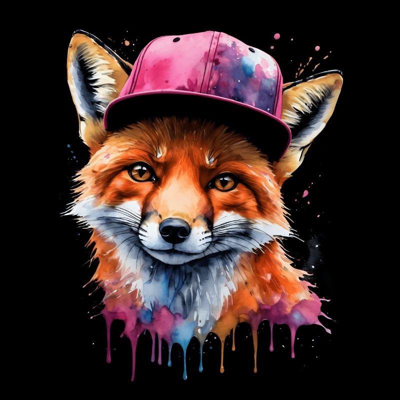 Fox Snapback Cap Cool Animal Design Print