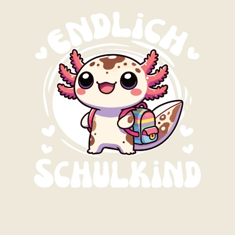 Enfin écolier mignon axolotl pour l’inscription à l’école