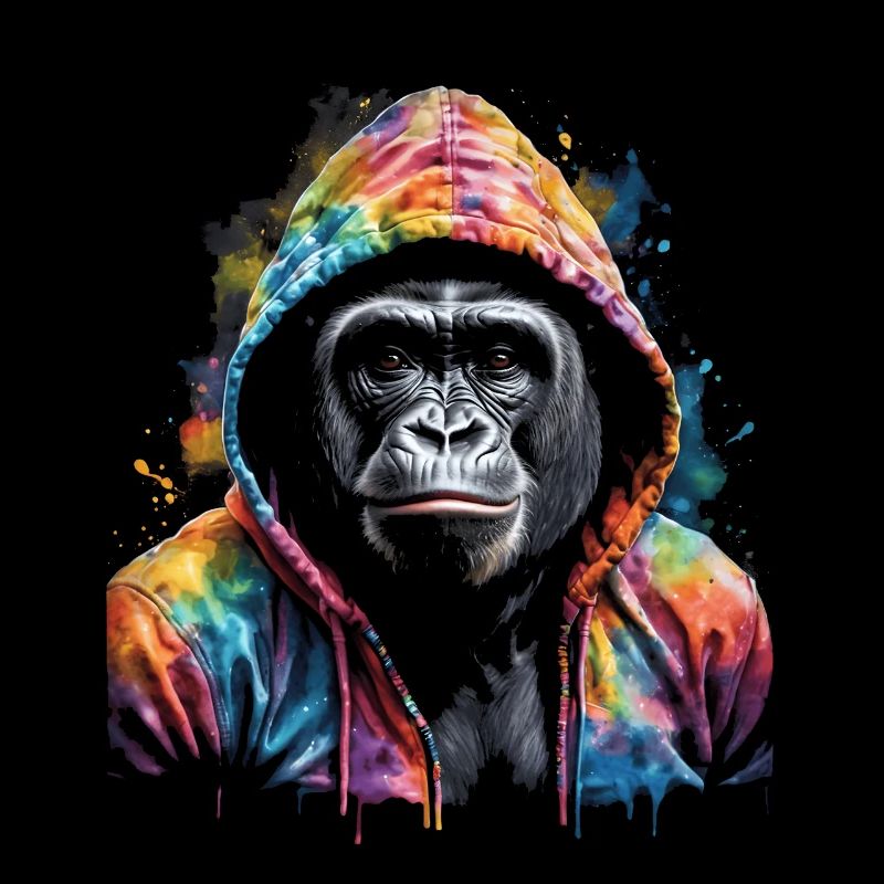 Gorille Sweat à capuche Singe Imprimé Coloré Animal Design