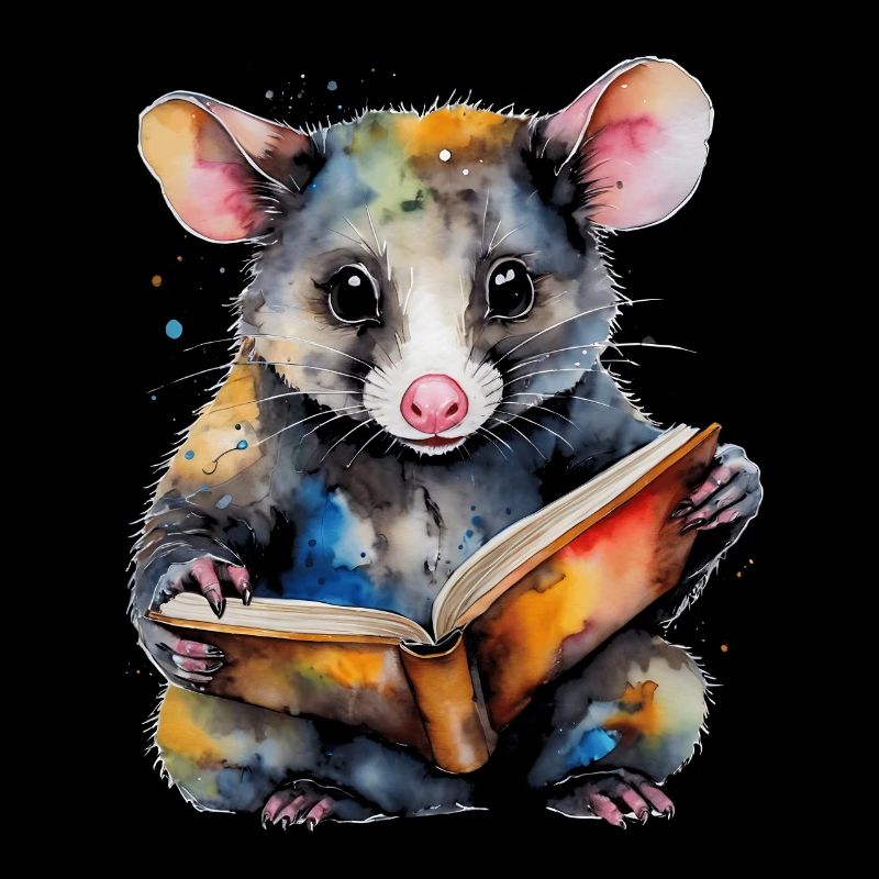 Possum Lecture Coloré Animal Design Imprimer