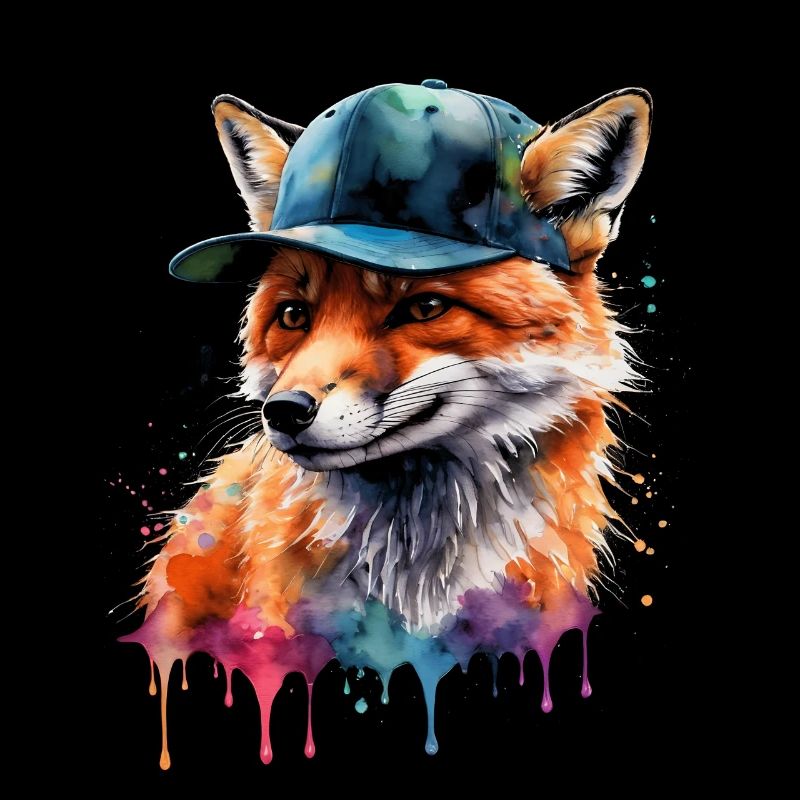 Fox Snapback Cap Cool Animal Design Print
