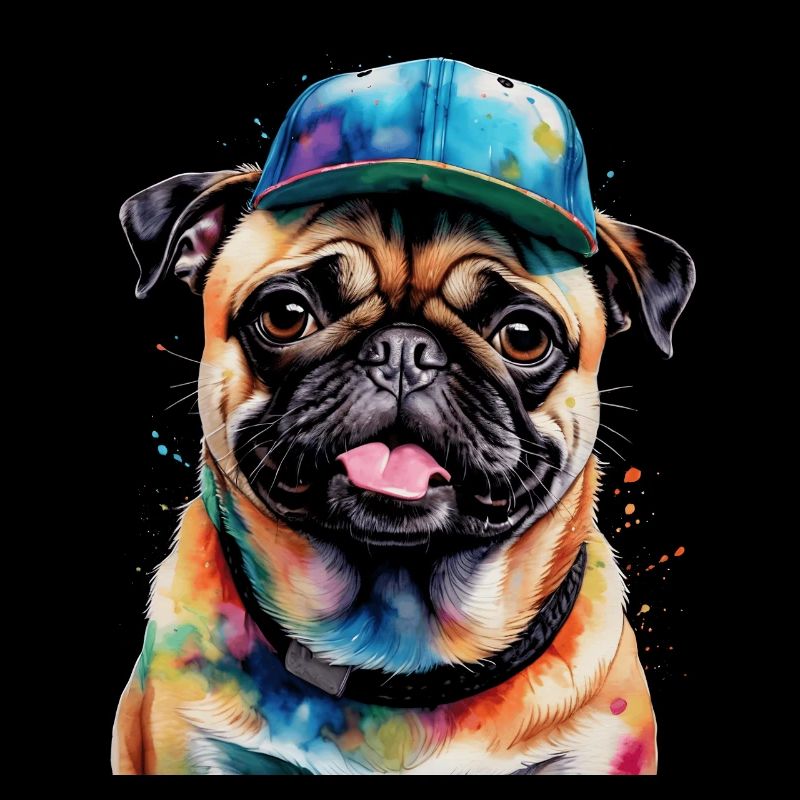 Carlin Snapback Cap Chien Coloré Conception Drôle Imprimer