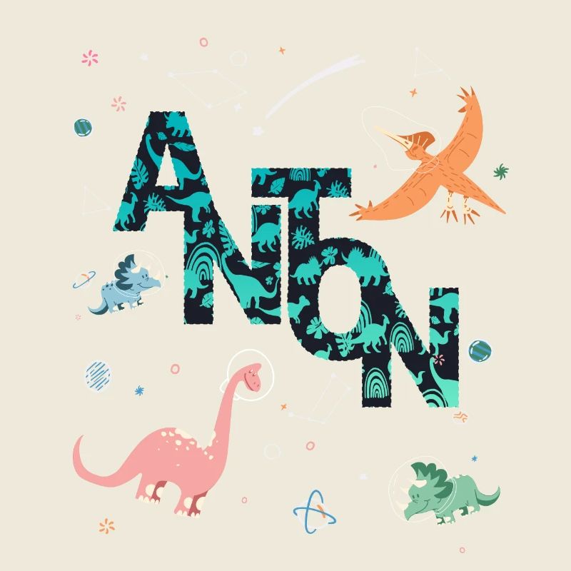 ANTON - Beau prénom de garçon avec dinosaure