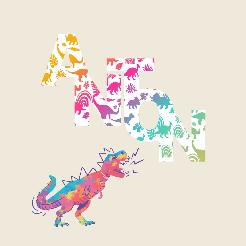 ANTON - Schöner Jungen Name mit Dinosaurier