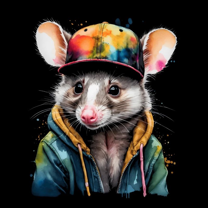 Opossum Snapback Cap Cool Animal Design Print