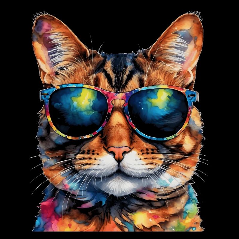 Katze Sonnenbrille Bunt Lustig Tier Design Print