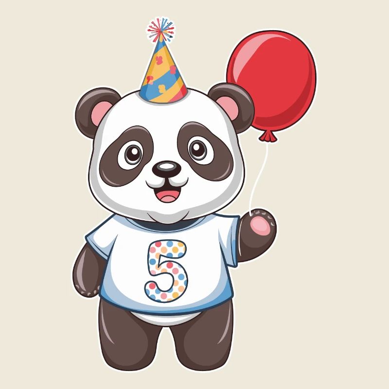 Fifth Birthday Panda Party Hat Balloon