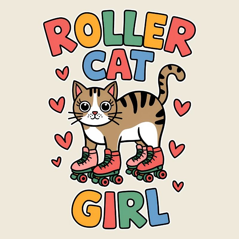 Roller Cat Girl Skating Girl Roller Skates Gift
