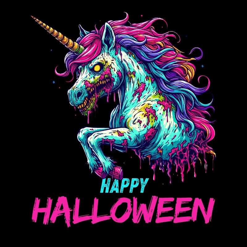 Halloween Licorne Zombie Effrayant Minuit
