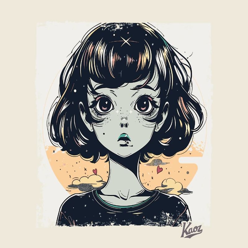 Das Cartoon Mädchen mit Visionen