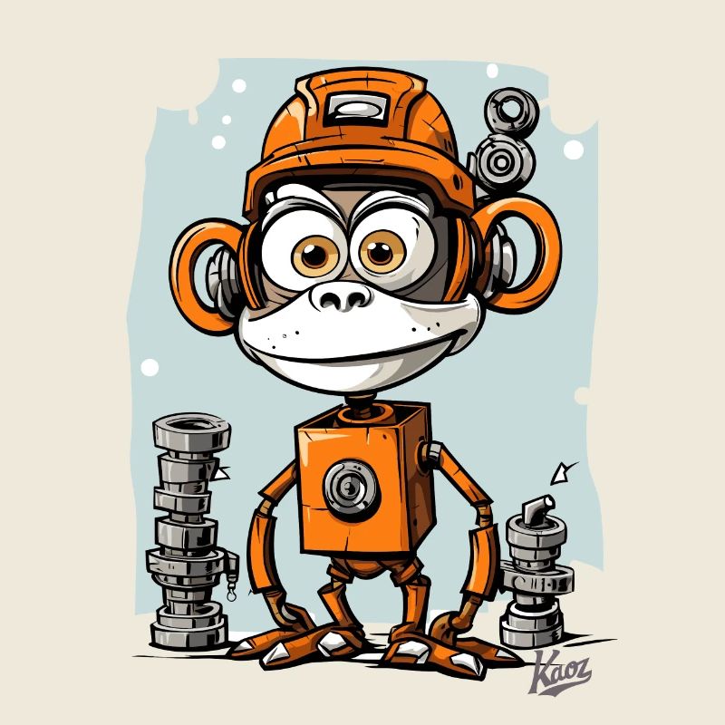 Le singe-robot drôle et funky