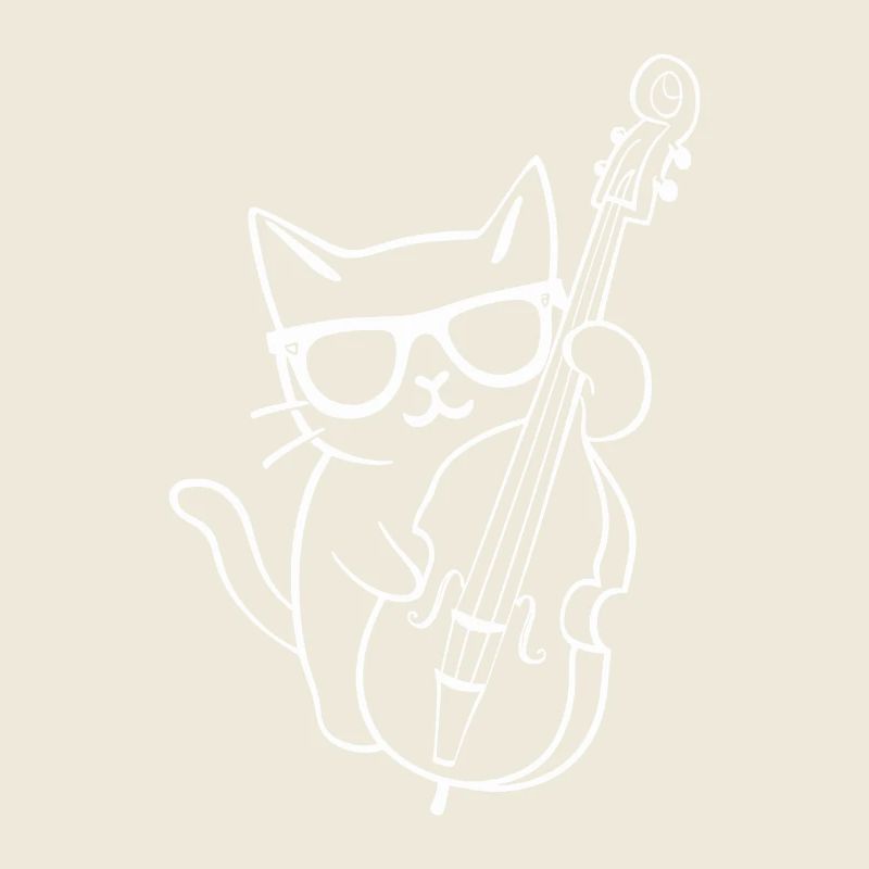 Un chat avec des lunettes de soleil joue de la contrebasse