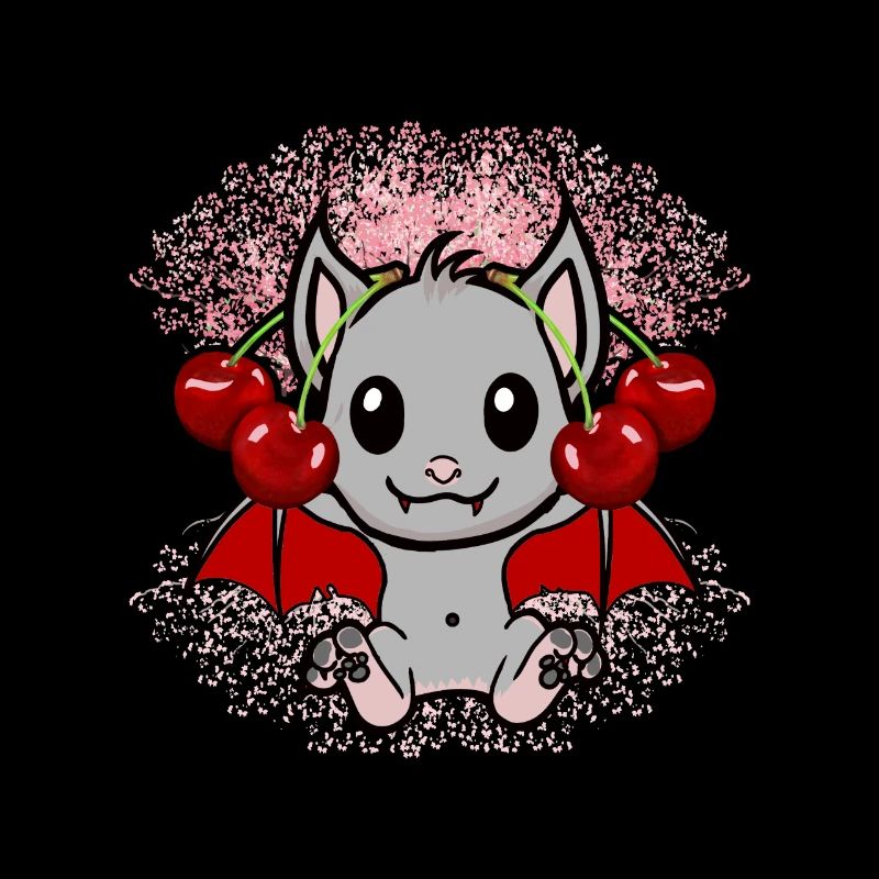 bat bats cherries cherry blossom fruit