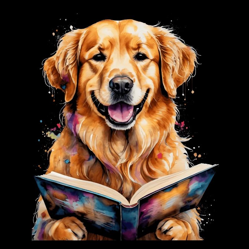 Golden Retriever Lecture Chien Drôle Design Imprimer
