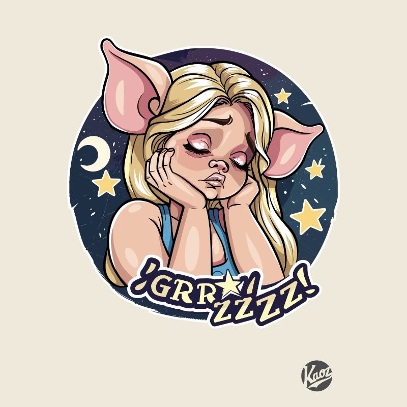 Une fille cochon de conte de fées de dessin animé fatiguée