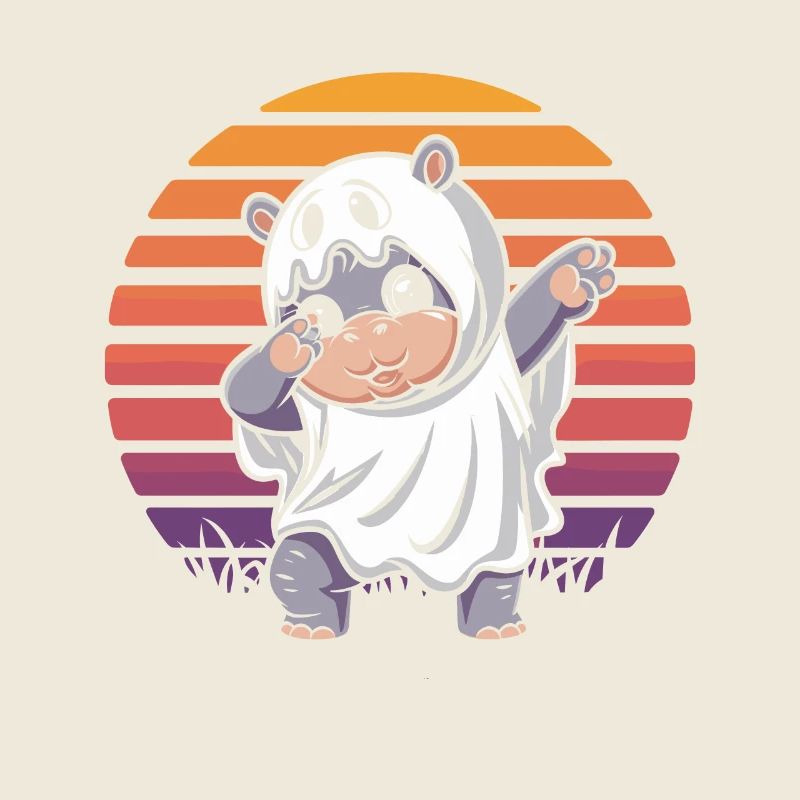 Dabbing Moo deng Dabender Fantôme Hippopotame Halloween