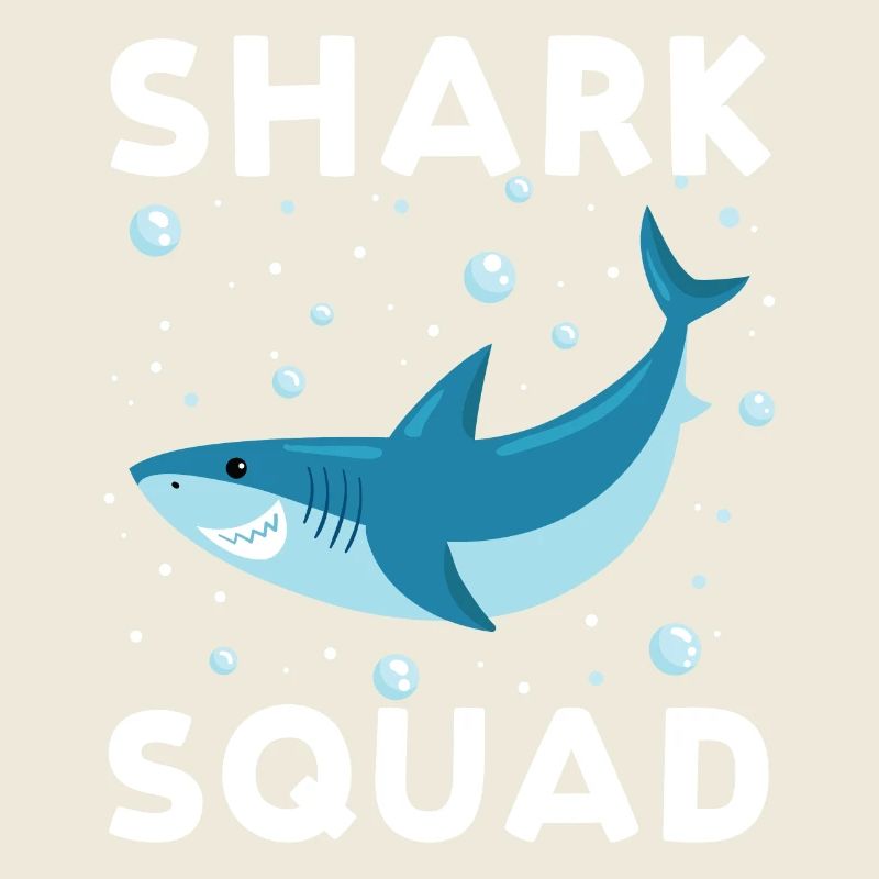 Cool Shark Squad with Surfboard Summer Vibes