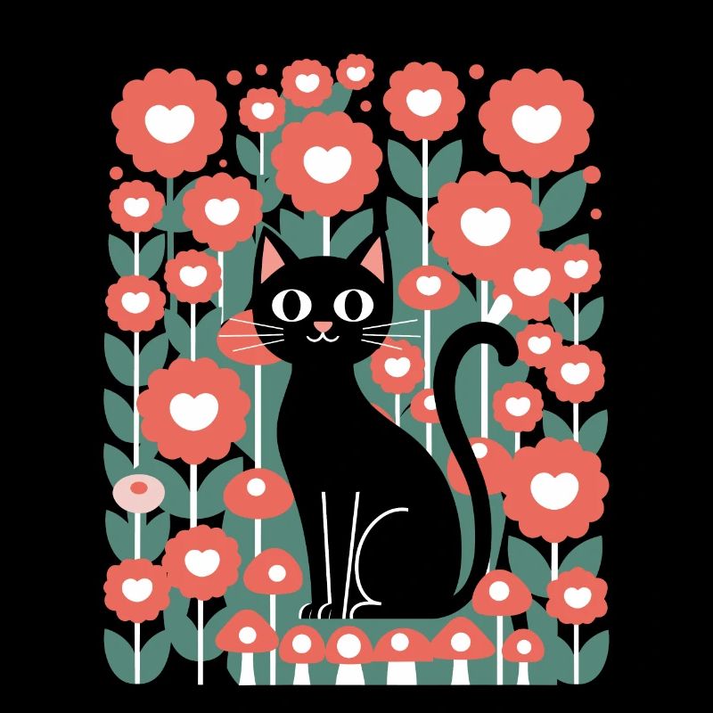 Cottagecore Chat Noir Monde Floral