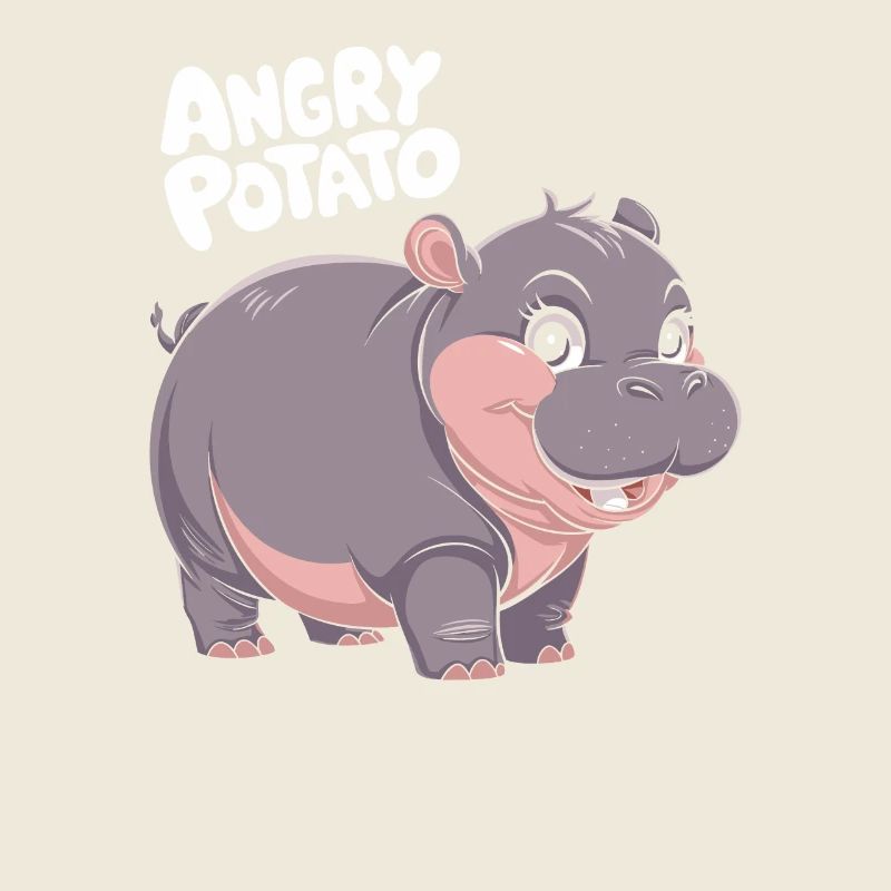 Moo Deng Angry Potato Nilpferd Illustration