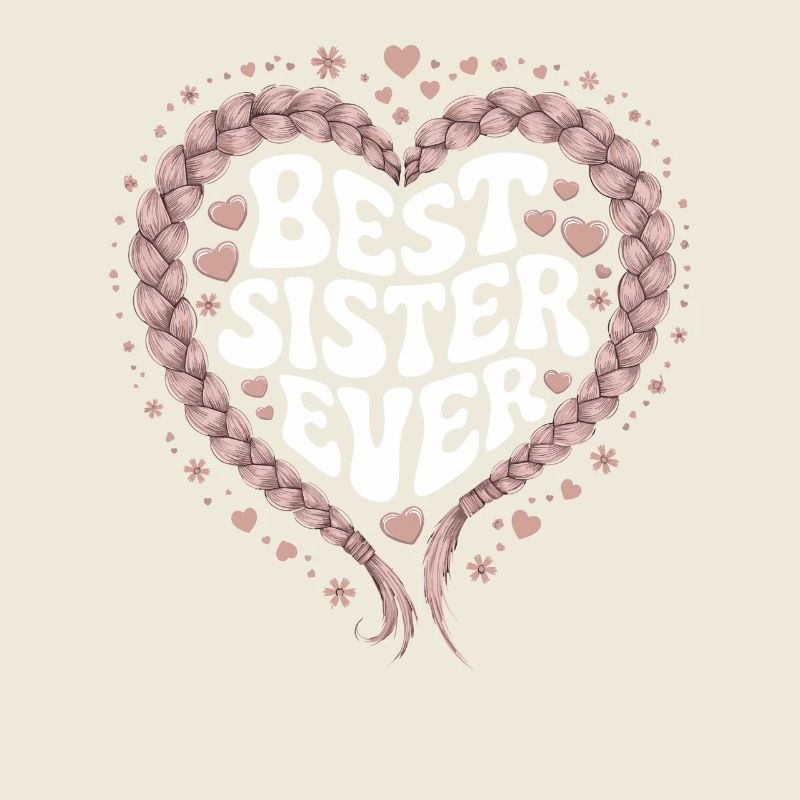 Beste Schwester Best Sister Ever Herz Zopfmuster