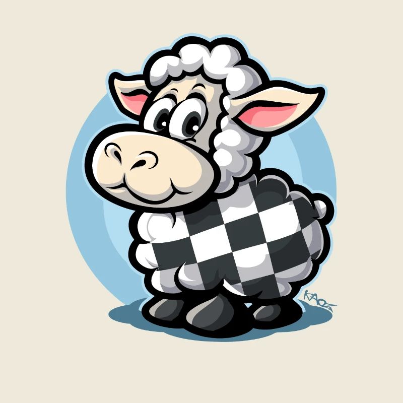 Plaid pattern with cute cartoon sheep
