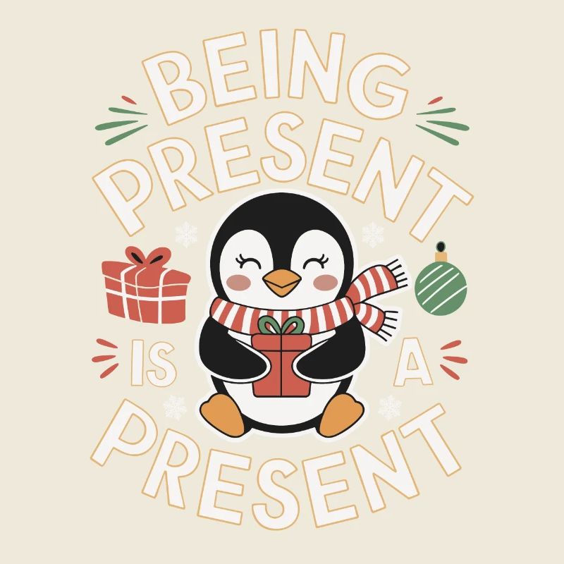 Être présent est un motif de pingouin cadeau